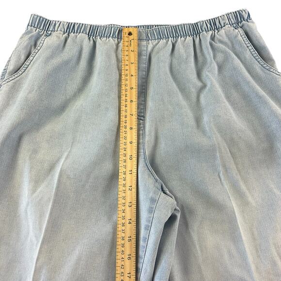 Alison Daley Pants Petite Women Sz 14P Light Blue Chambray Elastic Waist Pull On - Picture 11 of 11